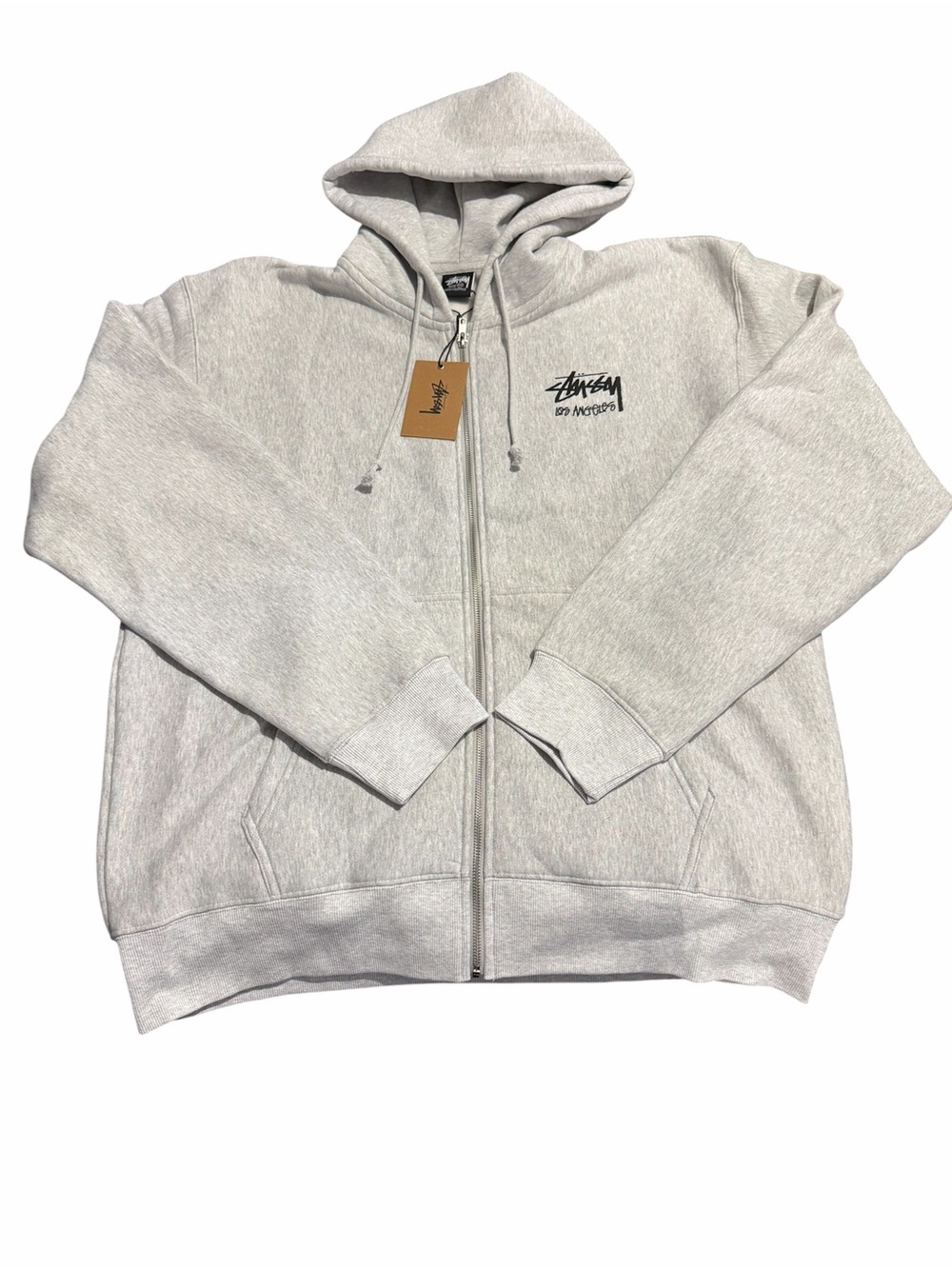 Stussy Los Angeles Chapter Full Zip Hoodie Ash Grey Sweatshirt XXL